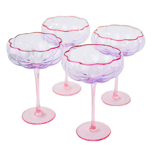 Home Lab Petal Cocktail Glass Lilac Blush Set Of 4